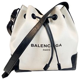 Borsa a tracolla a secchiello blu navy Balenciaga Nero Bianco