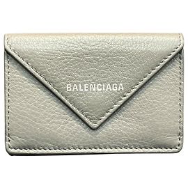 Balenciaga Paper Mini Wallet Tri-fold Leather Brown