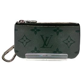 Louis Vuitton Monogram Eclipse Pochette Clé Wallet/Coin Case Marron Noir