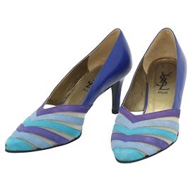 SAINT LAURENT Pumps Leder 37 Blau Auth 193709M Blau