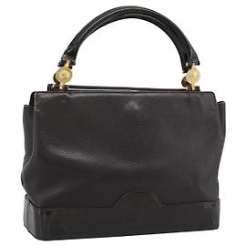 VERSACE Handtasche aus Leder braun Goldton Auth BA14561 Braun Andere