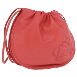 LOEWE Anagram Shoulder Bag Leather Pink Gold Auth bs36503A Pink Golden