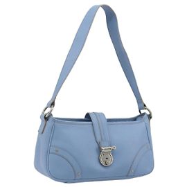 BURBERRY Schultertasche Leder Hellblau Silber Auth 193399A Silber Hellblau