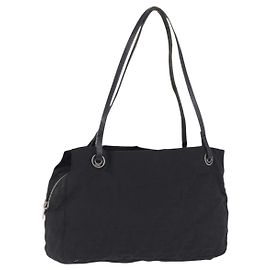 Sac cabas FENDI Zucca Canvas Noir Argent Auth 194195 Noir Argenté