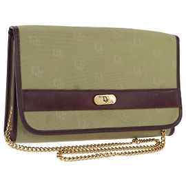 Borsa a tracolla con catena Christian Dior in nylon beige oro Auth bs36401 Beige D'oro