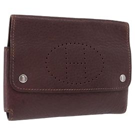 Hermès HERMES Etui Cult GM Kartenetui Leder Braun Silber Auth bs36398 Braun Silber