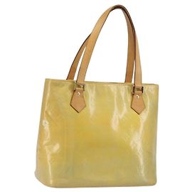 LOUIS VUITTON Sac à main Monogram Vernis Houston Gris M91053 LV Auth hk3941 Gris