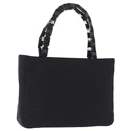 Salvatore Ferragamo Vala Handtasche Canvas Schwarz Silber Authentisch gh2305 Schwarz Silber