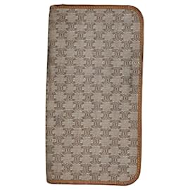 Céline Vintage Celine Macadam Canvas Reißverschluss-Geldbörse Beige Braun Beige