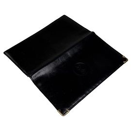 Céline Portafoglio lungo in pelle vintage Celine nero e oro Nero