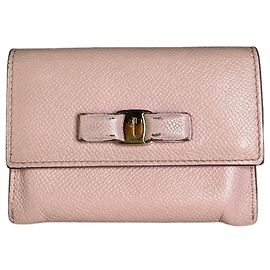 Salvatore Ferragamo Vintage Ferragamo Saffiano Leather Wallet Light Pink Gold-Tone Pink