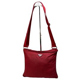 Borsa a tracolla in nylon vintage Prada Rosso Argento Rosso