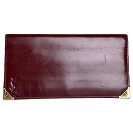 Cartera Vintage Yves Saint Laurent de Cuero de Plena Flor Burdeos y Oro Burdeos