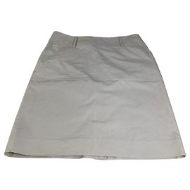 Céline Falda vintage Celine de mezcla de algodón crema L Beige