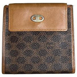 Céline Portefeuille Vintage Celine en toile enduite Marron Tan Or Marron
