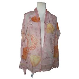 Salvatore Ferragamo Lenço de seda vintage Ferragamo Floral Rosa Laranja Creme Rosa