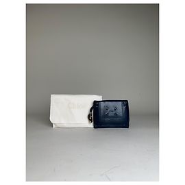 Chloé Vintage Chloe Leather Wallet Navy Gold Navy blue
