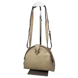 Céline Bolsa de ombro em couro vintage Celine Creme com fecho de rosca dourado Bege