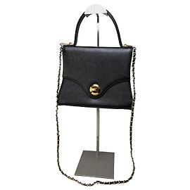 Borsa a Spalla Vintage Givenchy in Pelle Texturizzata Nero Oro Nero