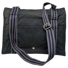Hermès Vintage Hermes Canvas Messenger Bag Schwarz Silber Schwarz