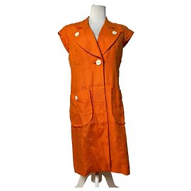 Vintage Leinenkleid Yves Saint Laurent Hellorange M Orange