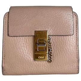 Chloé Vintage Chloe Pebbled Leather Wallet Blush Pink Gold Pink
