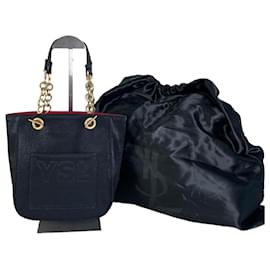 Sac cabas à chaîne Vintage Yves Saint Laurent Noir Rouge Or Noir