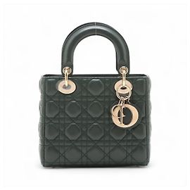 Bolsa Tote Lady Dior Small em couro de cordeiro cannage sem alça Verde Militar Outro