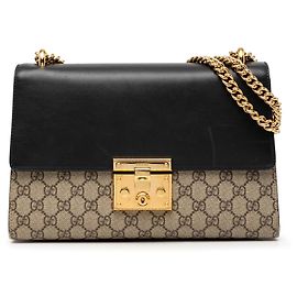 Bolsa de ombro Gucci Medium GG Supreme Padlock bege Bege