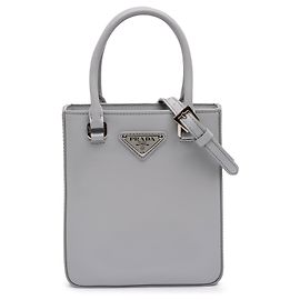 Sac cabas et sacoche Prada Small Leather Brushed de couleur grise Gris