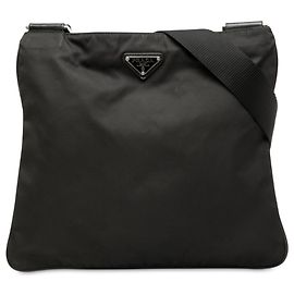 Bolsa transversal com zíper Prada Tessuto preto Preto