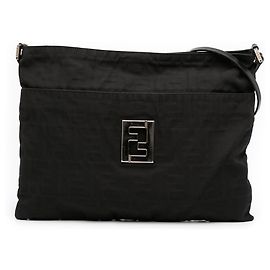 Black Fendi Zucca Canvas Shoulder Bag Black