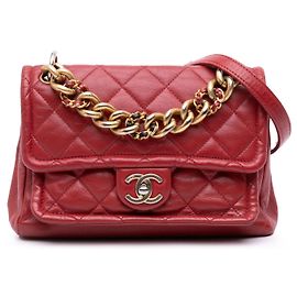 Bolso Chanel Small Quilted Lambskin Chain Link Flap Rojo Roja