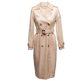 Tan Brunello Cucinelli Long Sequined Trench Coat Size US S Beige