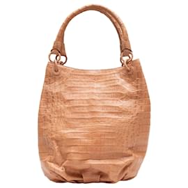 Tan Nancy Gonzalez Large Crocodile Bucket Bag Camel