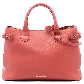 Bolsa tiracolo Burberry em couro e lona House Check rosa, tamanho Medium Rosa
