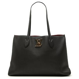 Schwarzer Louis Vuitton Lockme Shopper Leder Tote Schwarz