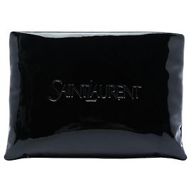 Pochette Large Black Saint Laurent en Cuir Verni Puffy Noir
