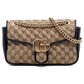 Borsa a tracolla Gucci Medium GG Marmont Matelasse Diagonal GG Canvas beige Beige