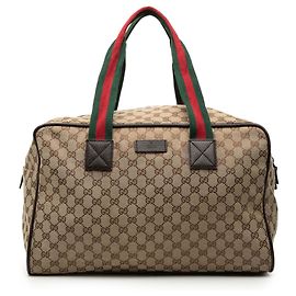 Beige Gucci GG Canvas Web Duffle Bag Beige
