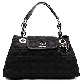 Tote Dior Medium Satin Cannage Charming Lock noir Noir