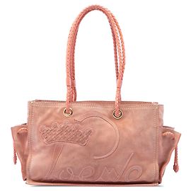 Bolso LOEWE Suede Crown Logo Shopper rosa Rosa