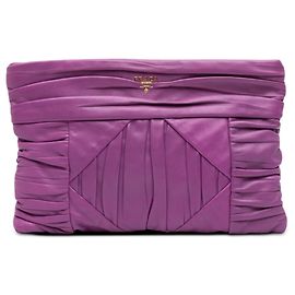 Purple Prada Pleated Nappa Clutch Purple
