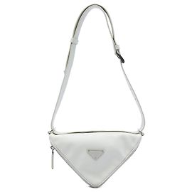 Borsa a tracolla convertibile Prada Saffiano Cuir Triangle bianca Bianco