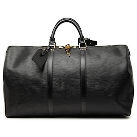 Black Louis Vuitton Epi Keepall 50 Travel Bag Black