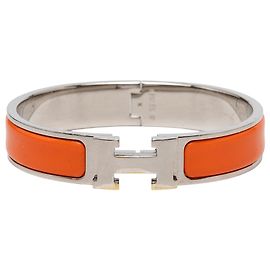 Bracciale Hermès Narrow Enamel Clic H PM arancione Arancione