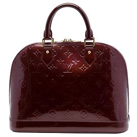 Red Louis Vuitton Monogram Vernis Alma PM Handbag Red