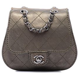 Borsa a tracolla Chanel Small Quilted Calfskin Coco Twin Flap marrone Marrone