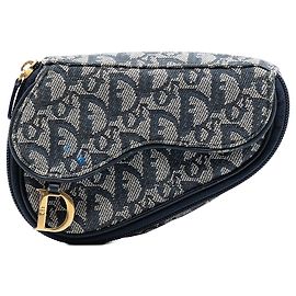 Blue Dior Diorissimo Canvas Saddle Pouch Blue