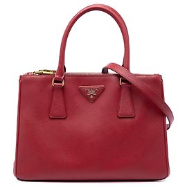 Bolsa Satchel Prada Medium Saffiano Lux Galleria Double Zip Vermelha Vermelho